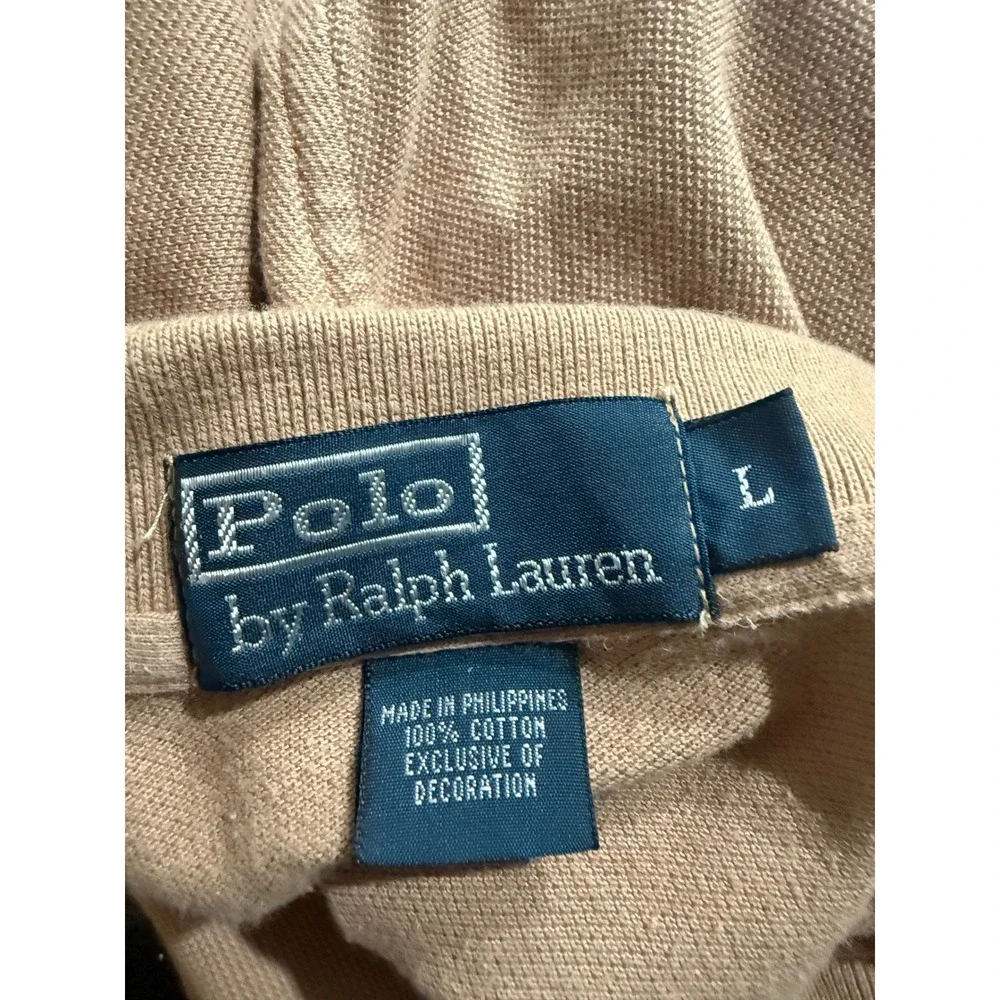 Polo Ralph Lauren Mens Large Tan Cotton Pique Short Sleeve Pony Logo Polo‎ Shirt